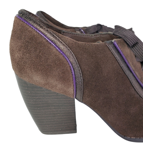 Libby Edelman Chimmy Brown Suede Lace Up Shoes Block Heel Womens 7.5 M - Picture 8 of 11